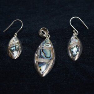Earrings & pendant set / Handcrafted / High Purity 950 Silver